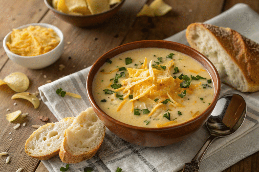 Cheddar Garlic Herb Potato Soup – Creamy, Cozy, and So Satisfying 5 Cheddar garlic herb potato soup in a bowl with cheese and herbs