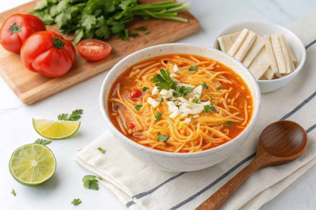 Mexican Noodle Soup: Cozy Comfort in Every Spoonful 5 Mexican Noodle Soup served in a clay bowl