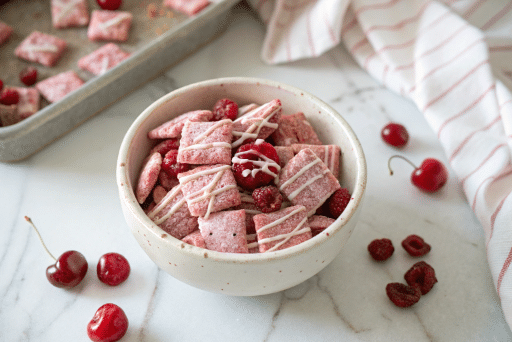 Cherry Cheesecake Puppy Chow Recipe (Easy No-Bake in 15 Minutes!)