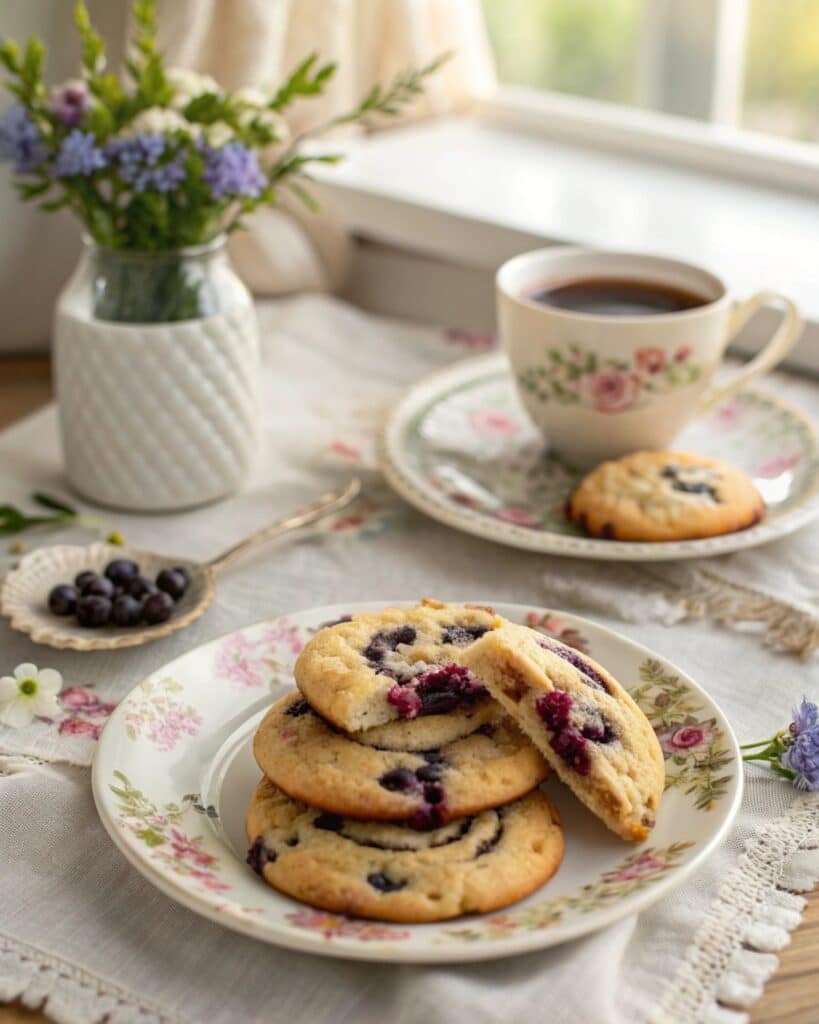 Best Blueberry Cheesecake Swirl Cookies Recipe 5 Serving blueberry swirl drop cookies with coffee for easy summer dessert