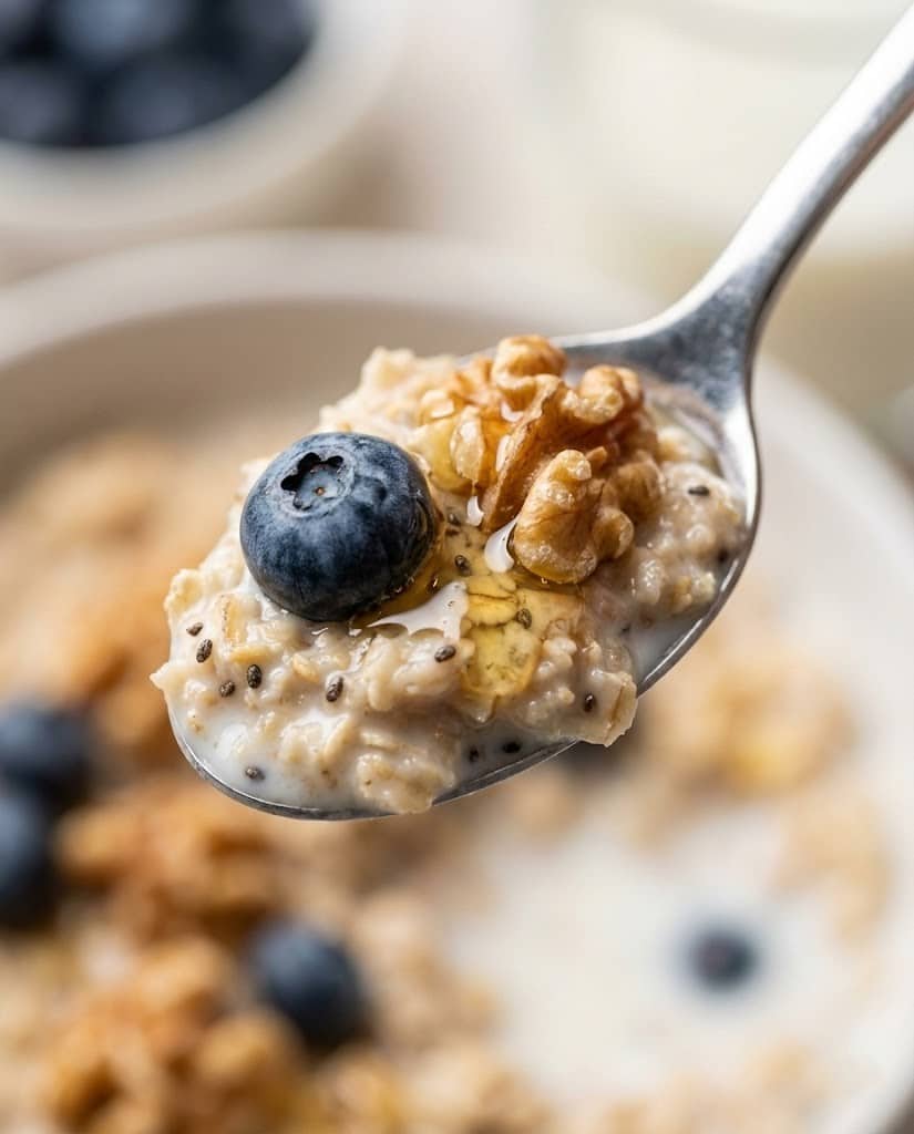 Gut Healing Breakfast Ideas for Beginners: Easy Kefir Oats 7 A spoonful of warm kefir oats, a top choice for gut healing breakfast ideas for beginners.