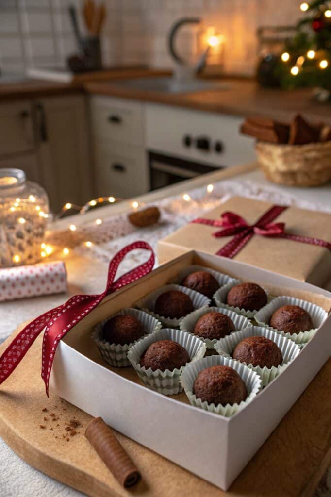brownie balls packaged as edible gift