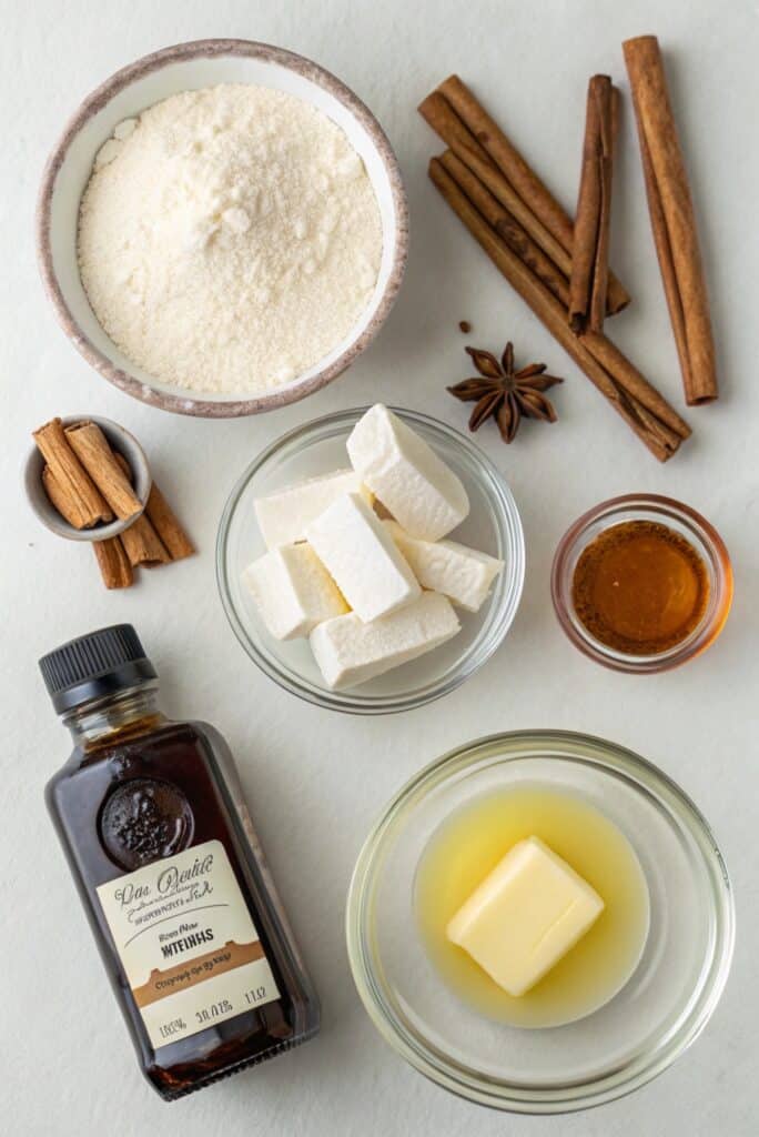 ingredients for churro cheesecake bars