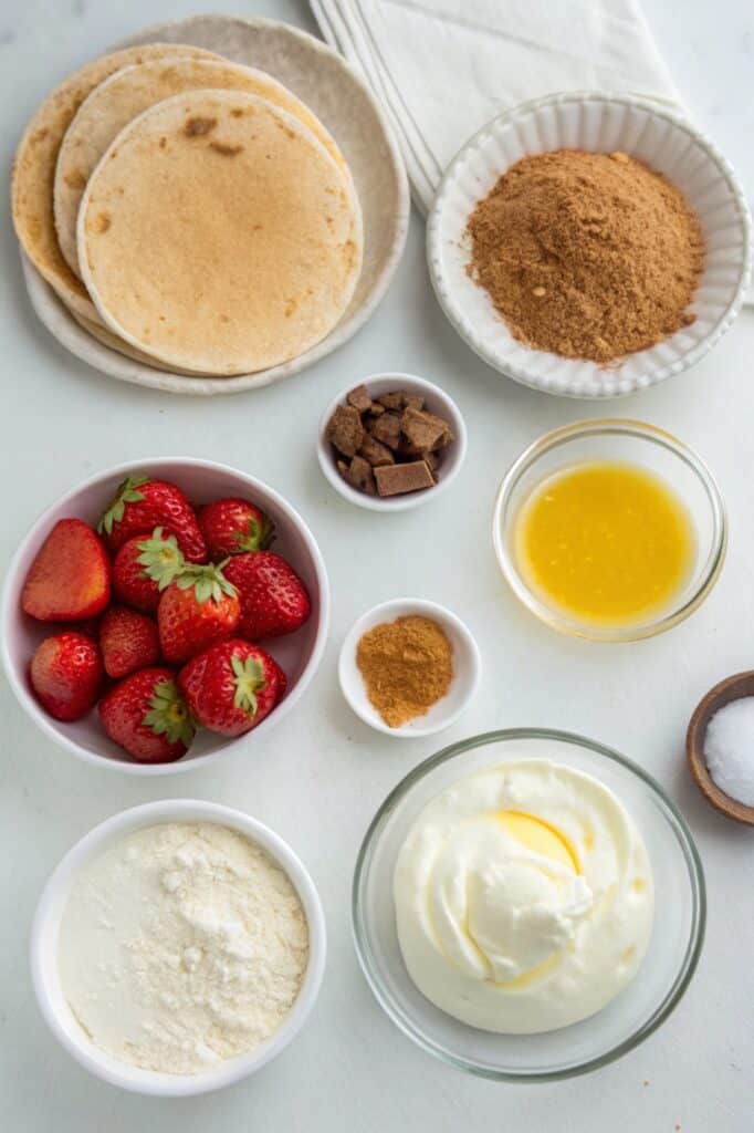 Ingredients for churro dessert tacos