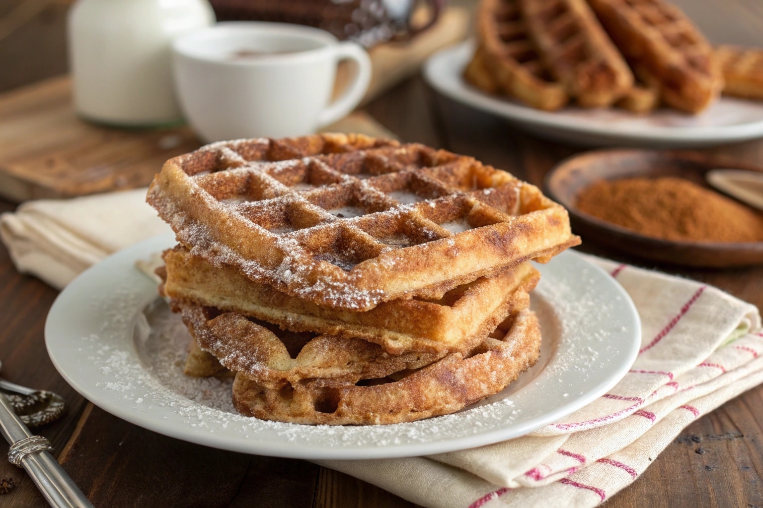 Churro Waffles – Crispy, Sweet, and Cinnamon-Sugar Perfect
