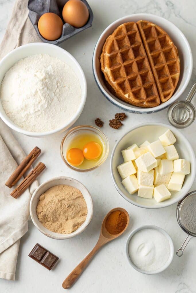 Ingredients for churro waffles
