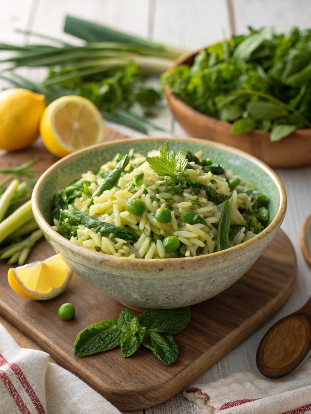 Green Veggie Lemon Orzo Salad