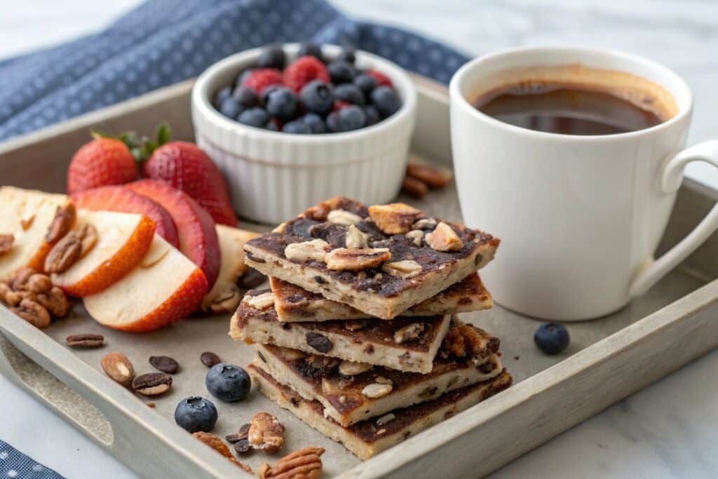 Healthy cookie dough bark broken on parchment