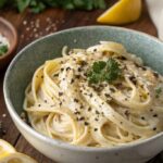 High-protein cottage cheese Alfredo pasta bowl
