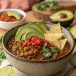 Served high-protein slow cooker meal with toppings