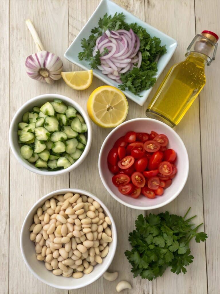 Printable recipe card with salad on the side