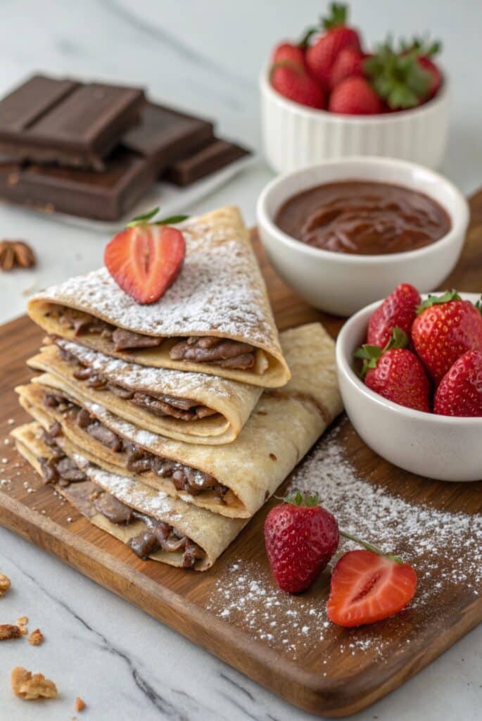 Dessert tortilla wraps served on board