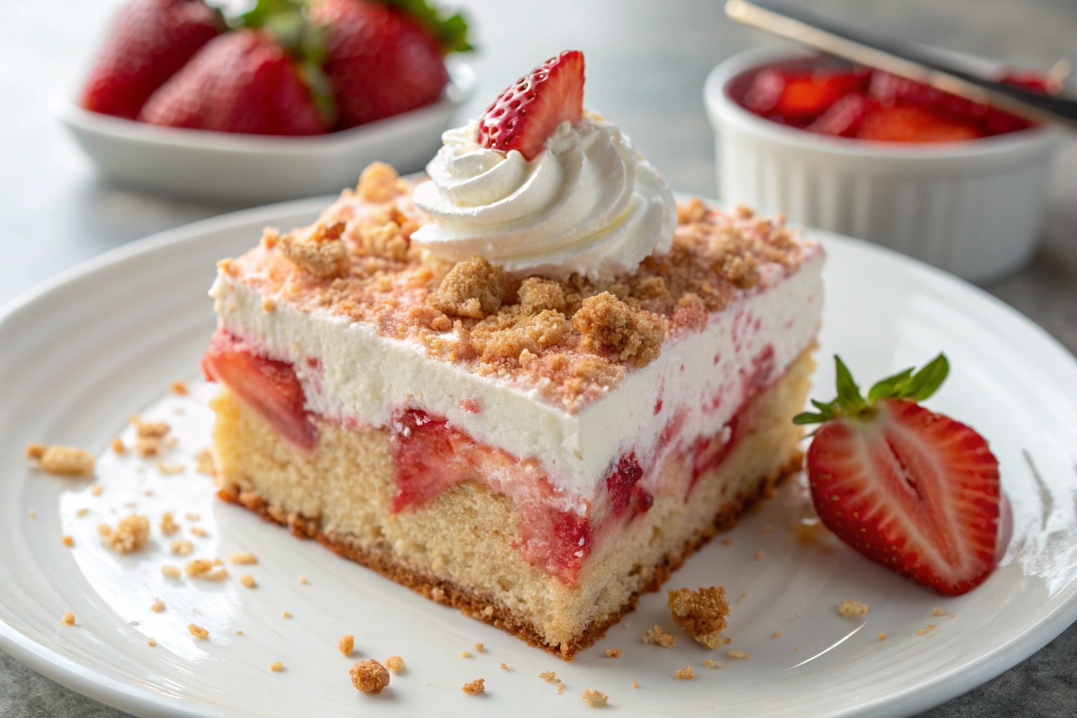 Strawberry Crunch Tres Leches Cake – Creamy, Crunchy, Crowd-Pleasing