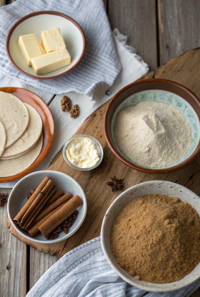 Ingredients for tortilla cinnamon rolls