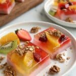 Yogurt jello served with toppings