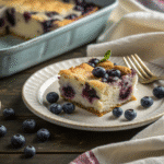 Blueberry cottage cheese breakfast bake on rustic table