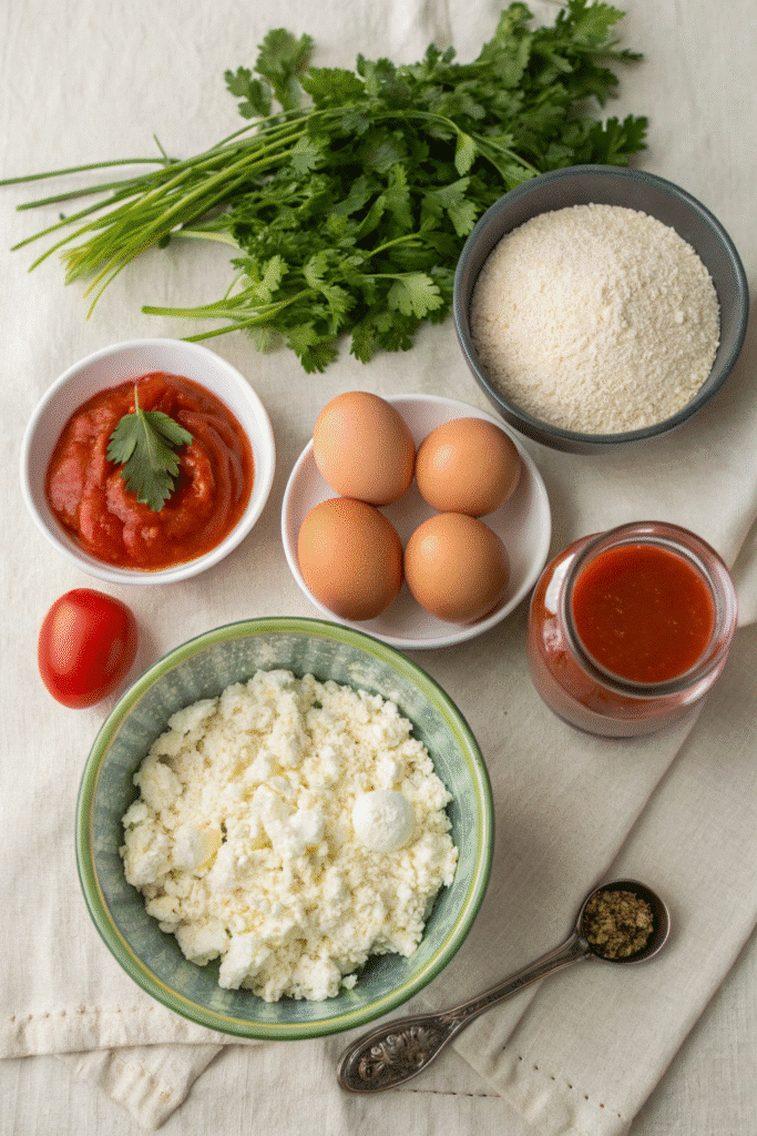 Ingredients for cottage cheese pizza on table