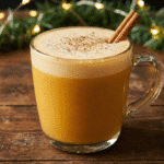 Creamy Sweet Potato Vegan Eggnog topped with nutmeg and cinnamon.