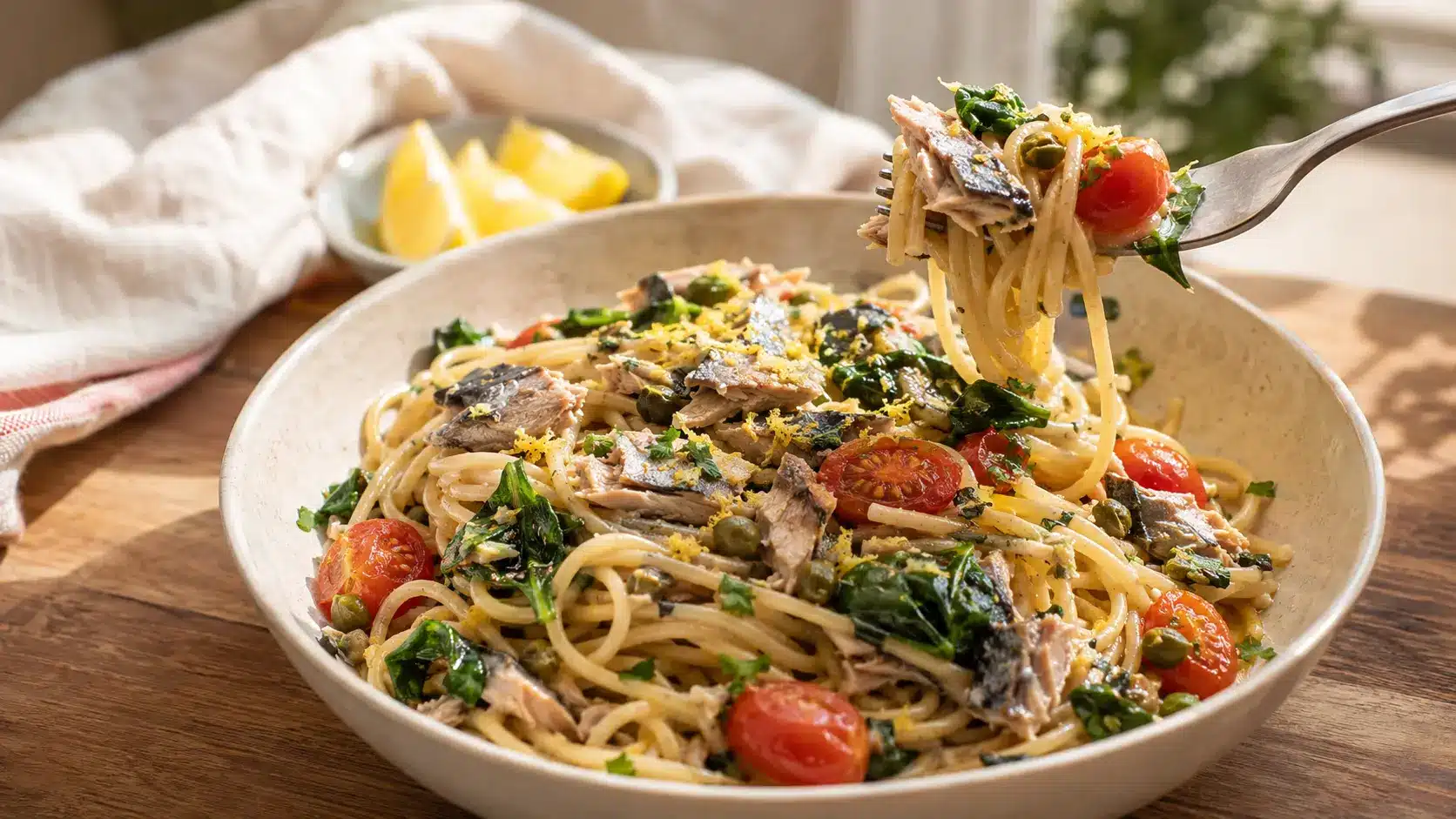Canned Mackerel Recipes: Easy Lemon-Herb Pasta 12 Canned mackerel recipes featuring lemon-herb pasta with tomatoes, spinach, capers, and parsley